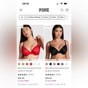 2 NWT Victoria’s Secret PINK Wear Everywhere Push Up Bras